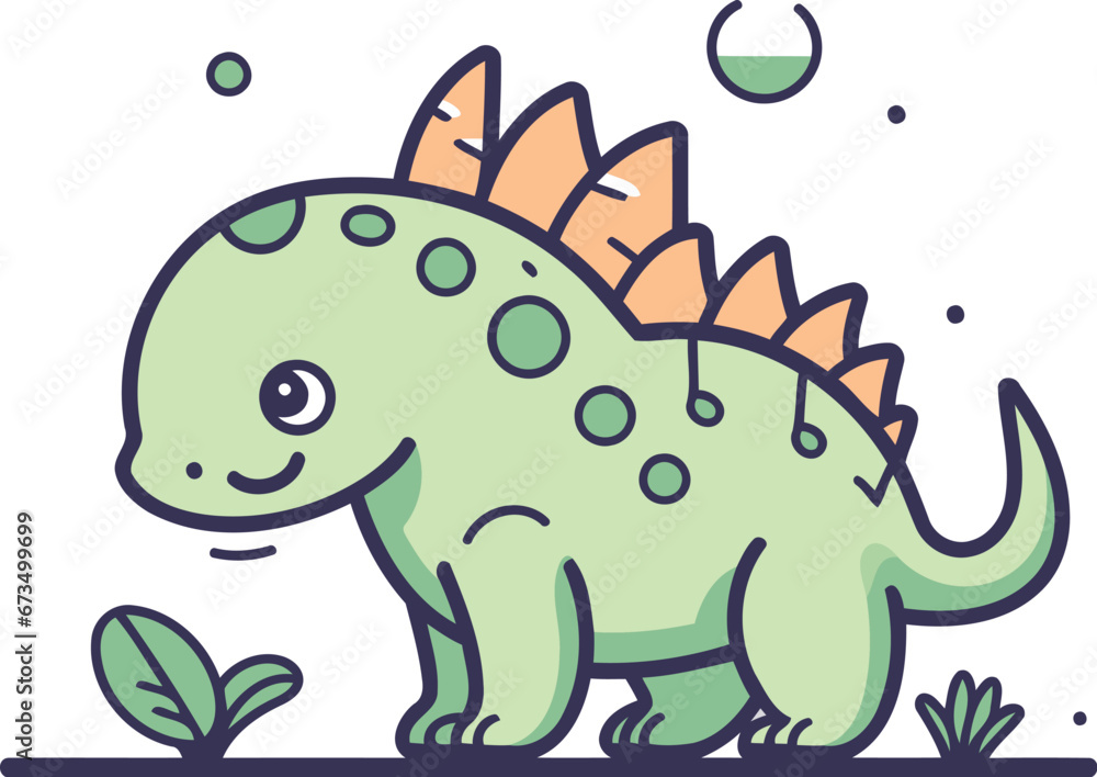 Obraz premium Cute dinosaur vector illustration. Cute cartoon dino character.