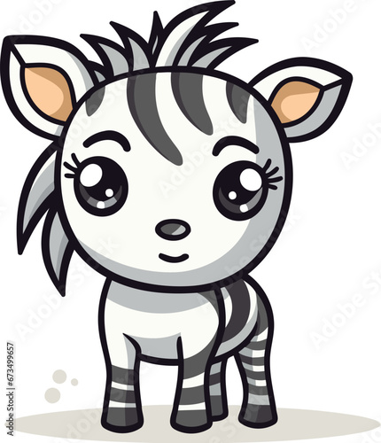 Cute zebra cartoon vector illustration. Cute baby zebra animal.