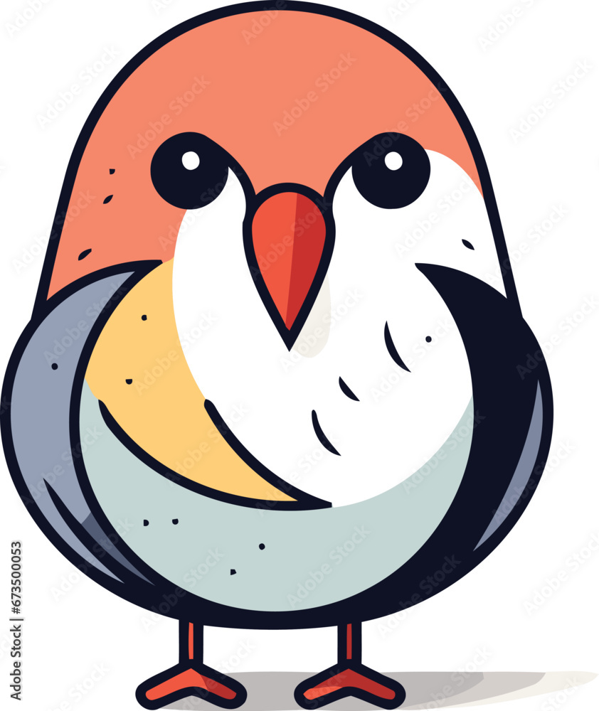 Cute cartoon bird. Vector illustration in flat style. Isolated on white background. Cute cartoon bird. Vector illustration in flat style. Isolated on white background.