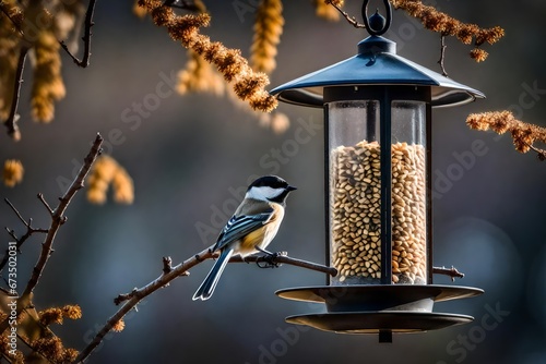 a bird on a feeder photo