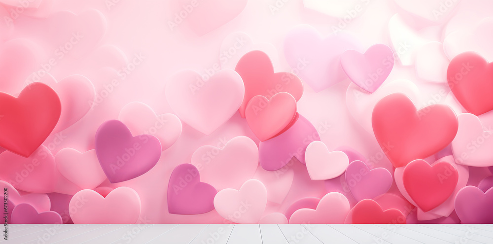 Valentine's Day Love Magic: Delicate Heart Trio on Soft Pink and White