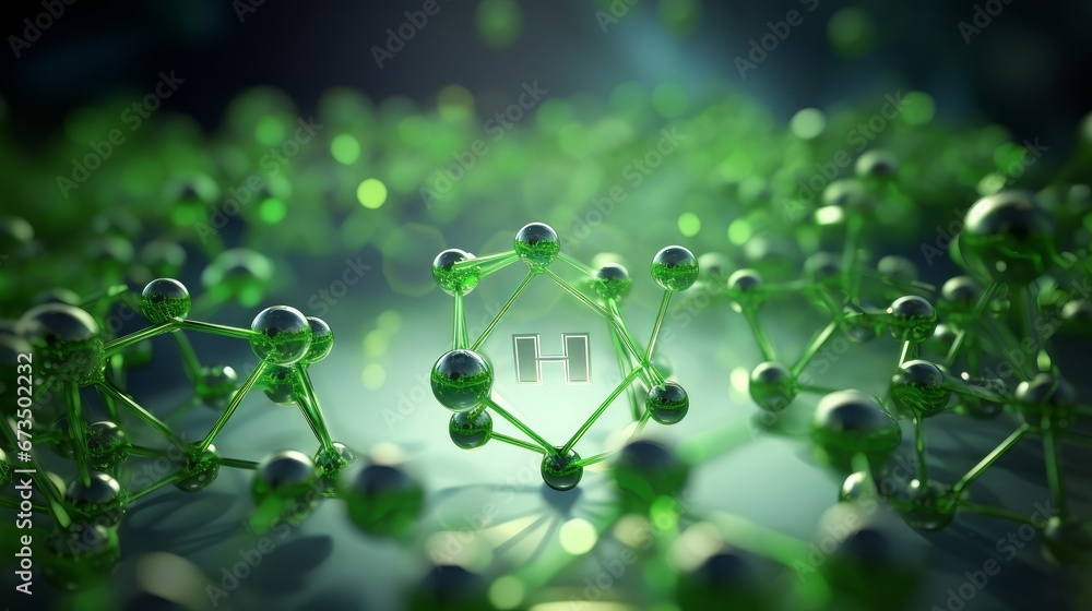 Green Hydrogen H2 gas molecule. Production of green hydrogen energy ...