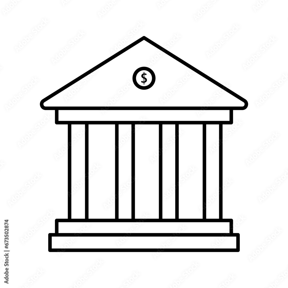 bank icon line art design vector illustration. bank icon line art design vector illustration.