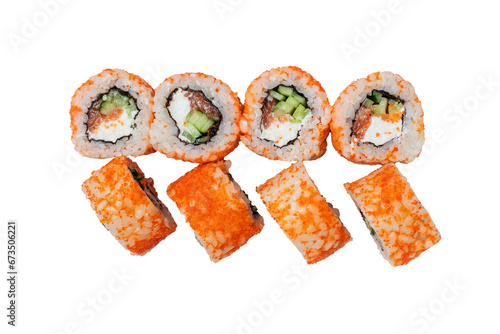 set of sushi, rolls on a white background