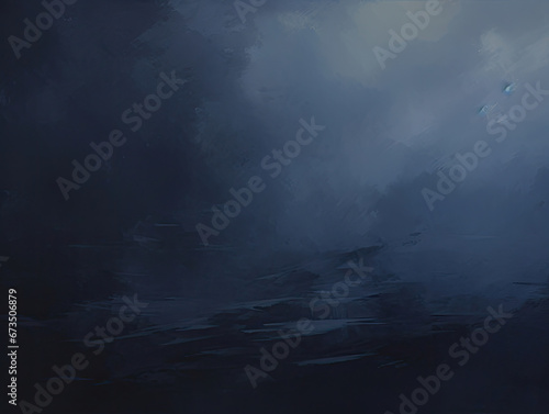 a painting of a boat in the ocean under a cloudy sky. Expressive Navy color oil painting background