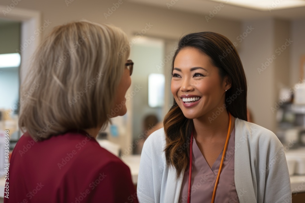 The family physician, the doctor talks to the patient about their illness, symptoms. Clinic, practitioner, medical care, health care, insurance, helping sick people.