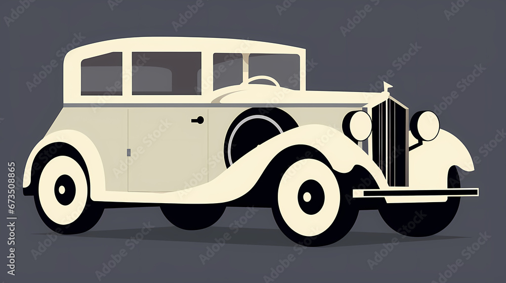Illustration of old vintage classic old-timer car