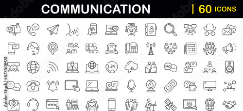 Fototapeta Naklejka Na Ścianę i Meble -  Communication set of web icons in line style. Speaking signs for web and mobile app. Contact us, discussion, speech bubble, talking, consultation, conversation chat. Vector illustration