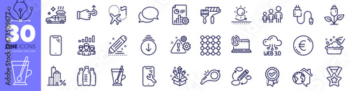 Charging cable, Brand contract and Food delivery line icons pack. Euro money, Sun protection, Business hierarchy web icon. Drag drop, Computer fingerprint, Smartphone pictogram. Keywords. Vector