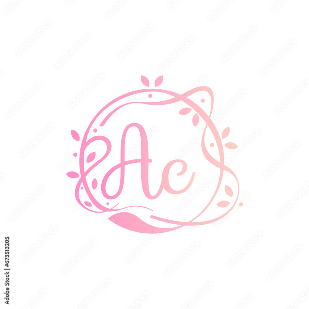 A C AC Beauty vector initial logo, handwriting logo of initial signature, wedding, fashion, jewerly, boutique, floral and botanical with creative template