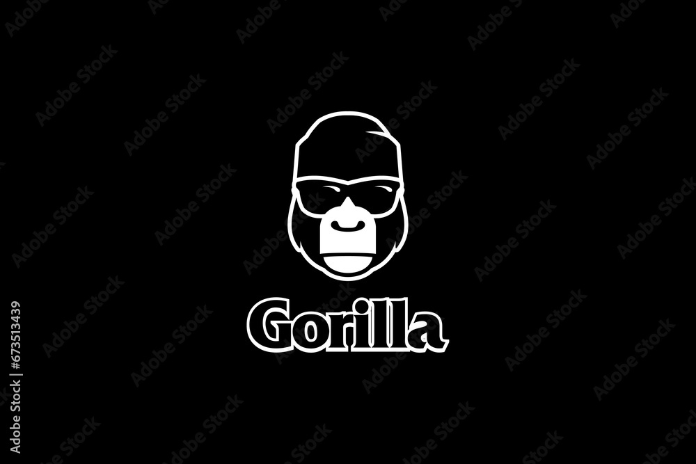 Simple gorilla cartoon vector logo template Simple gorilla cartoon vector logo template
