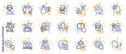 Outline set of Computer fingerprint, Face id and Best manager line icons for web app. Include Engineering, Auction, Fishing place pictogram icons. Mental health, Click hand, Wash hands signs. Vector