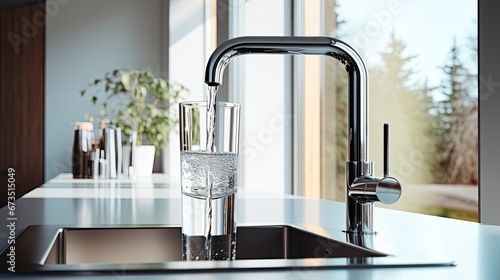 Tap water in modern home photo