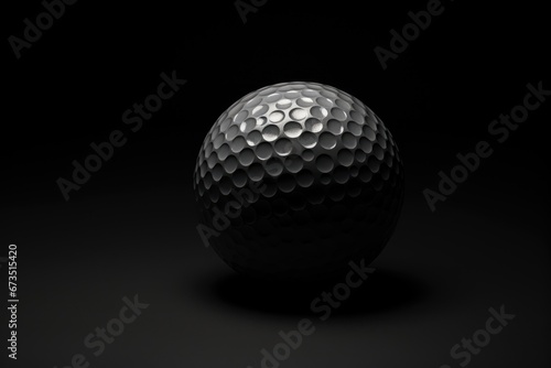 grey golf ball with dark shadow on surfase on black studion background photo
