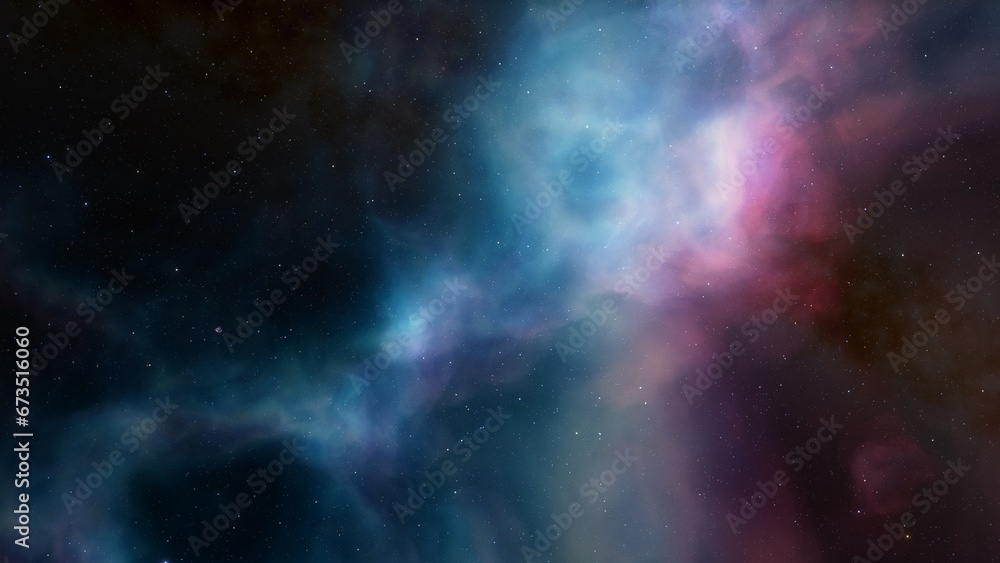 Naklejka premium Cosmic background with a blue purple nebula and stars 
