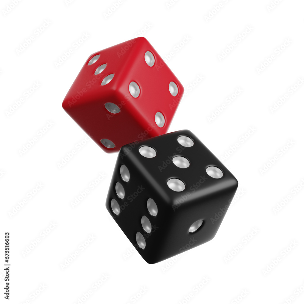Game red and black Dice 3D render Casino icon Game red and black Dice 3D render Casino icon