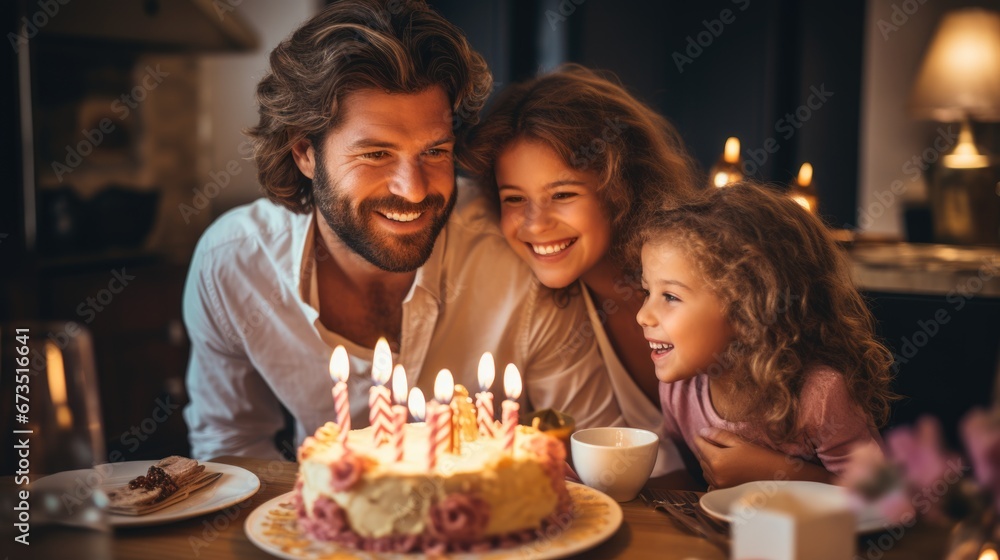 family birthday party set for daughter at warm home. family birthday party set for daughter at warm home.