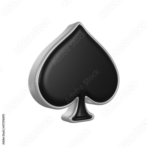 Poker Playing Card Pike or Spade suit 3D render icon