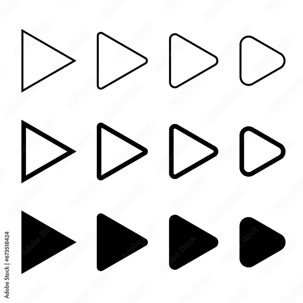Play button vector in variation style. Video elements Play button vector in variation style. Video elements