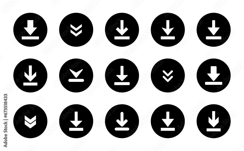 Download icon vector illustration in black circle Download icon vector illustration in black circle