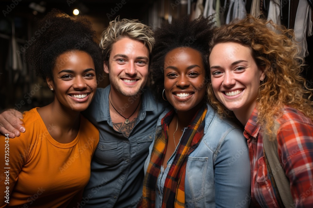 Happy diverse group of friends, generative ai Happy diverse group of friends, generative ai