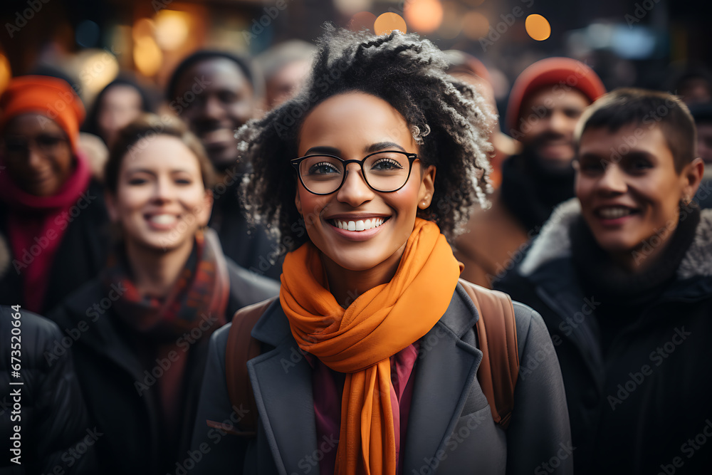 a group of people of different nationalities and smile