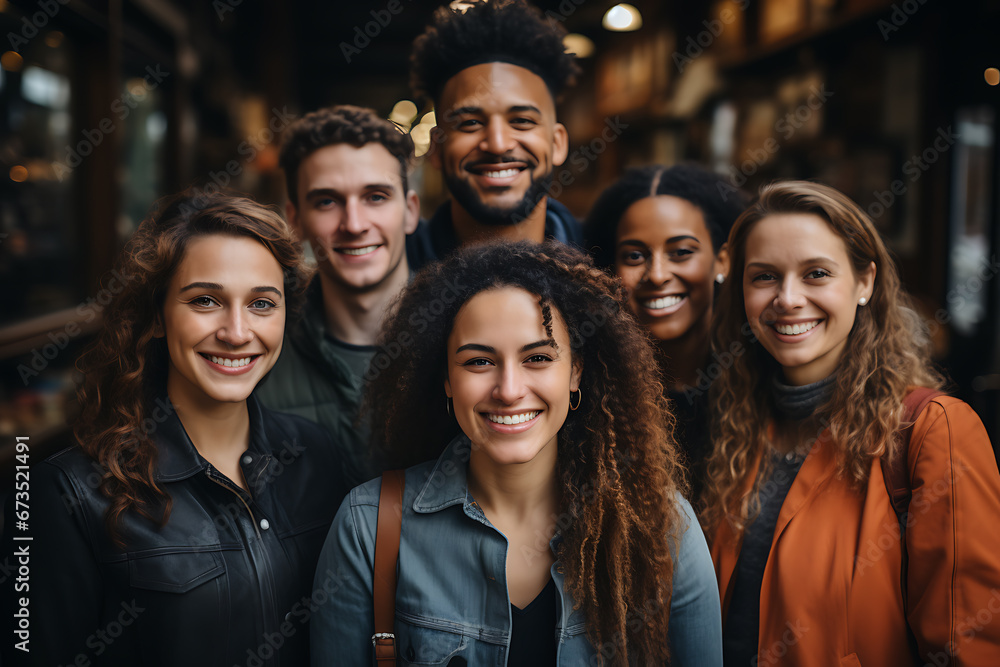 a group of people of different nationalities and smile