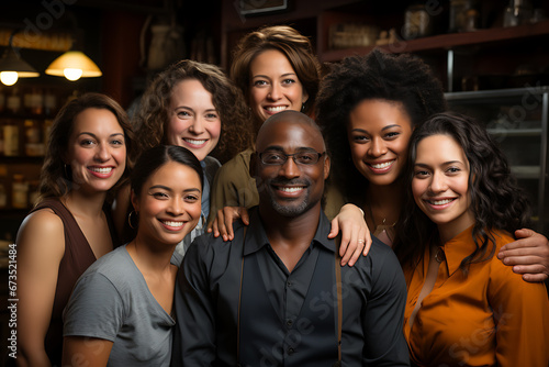 a group of people of different nationalities and smile