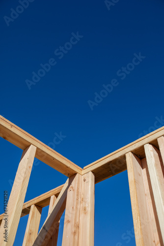 Abstract Perspective of a House Wood Construction Framing.