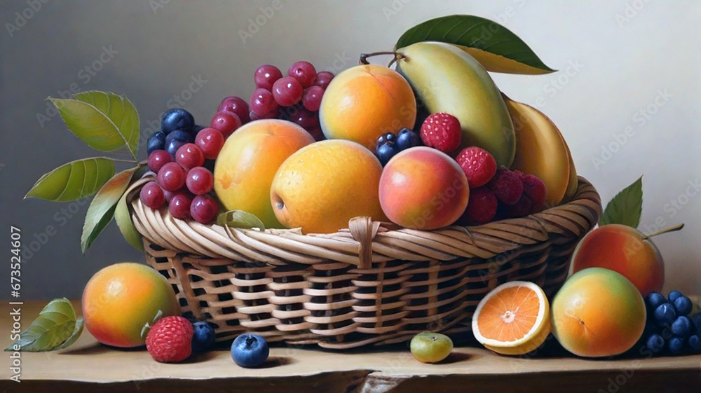 Fresh fruit in basket Fresh fruit in basket