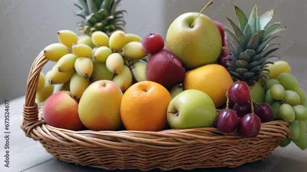 Fresh fruit in basket 