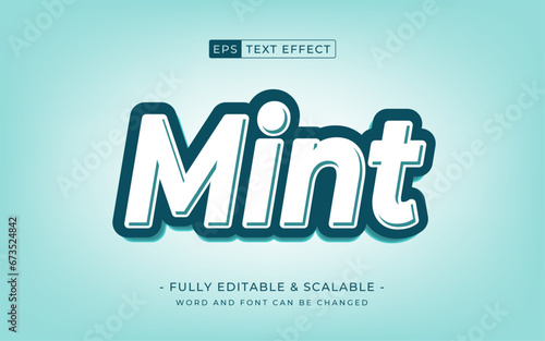 Minimal 3d Mint Editable Text Effect Design, Graphic Style effect