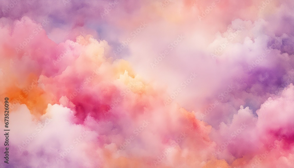 A soft and pastel watercolor painting with a spectrum of colors from purple to white. It has a light and tender look that can be used as a design for different events.