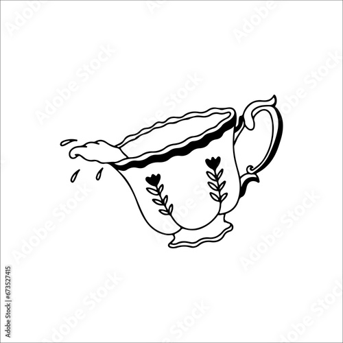 vector illustration of cup with flowers concept