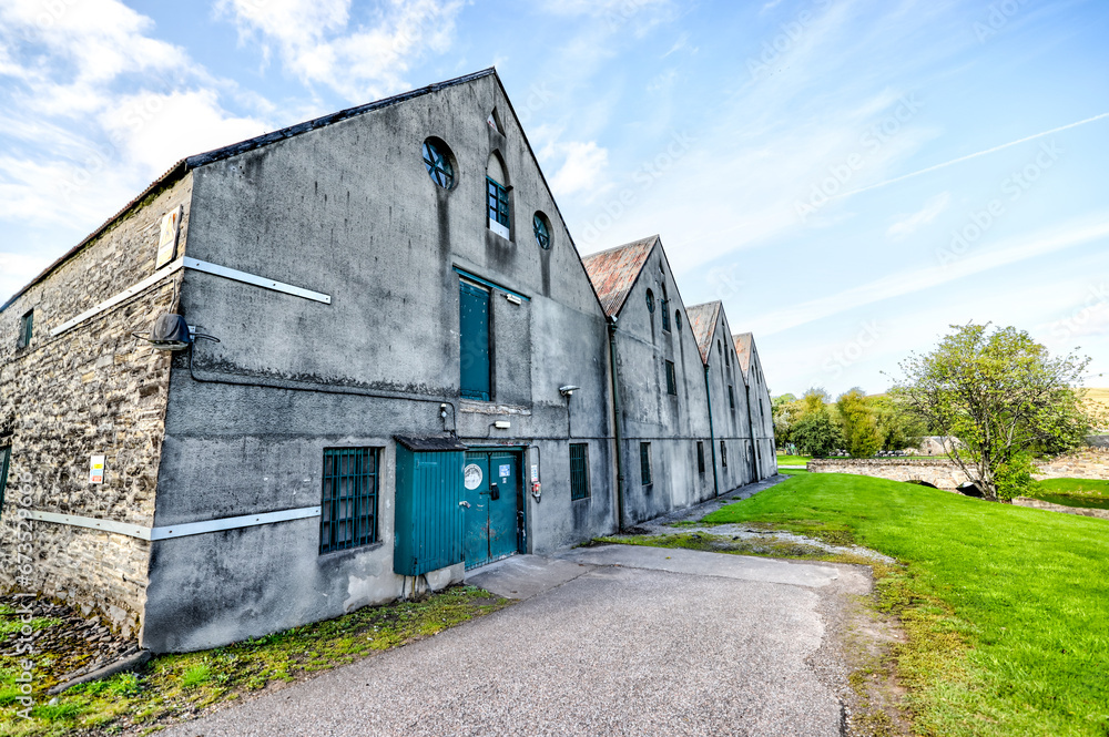 Dufftown Region, Scotland - September 23, 2023: Building exteriors and landscapes around The Glenlivet Whiskey Distillery in the region around Dufftown in Scotland
