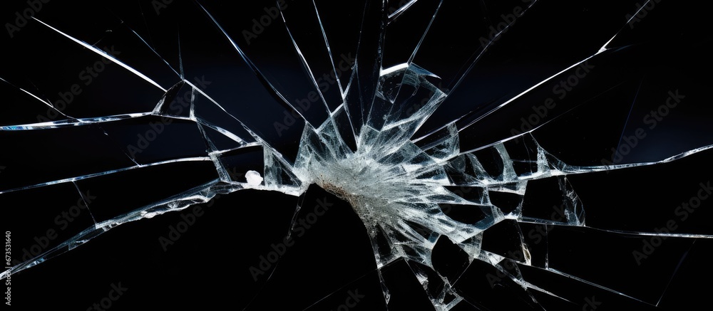 Top shot of a glass being broken set against a black background - obrazy, fototapety, plakaty 