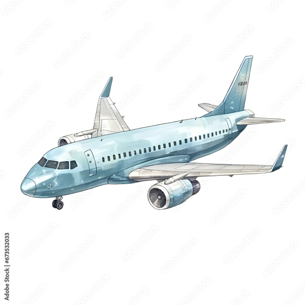 Watercolor Airplane - 4000x4000px JPG