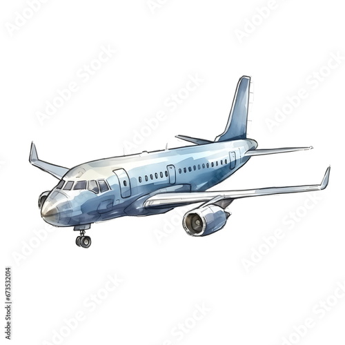 blue watercolor airplane