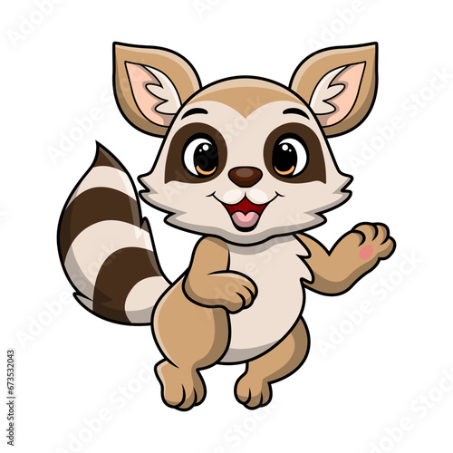 Cute raccoon cartoon on white background