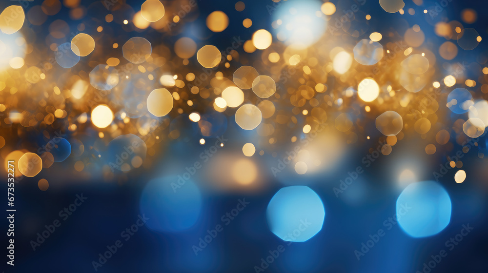 Festive Bokeh on New Year's Eve in Blue and Gold Festive Bokeh on New Year's Eve in Blue and Gold
