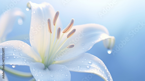 Romantic Lily Flower: Spring Morning with Water Drops