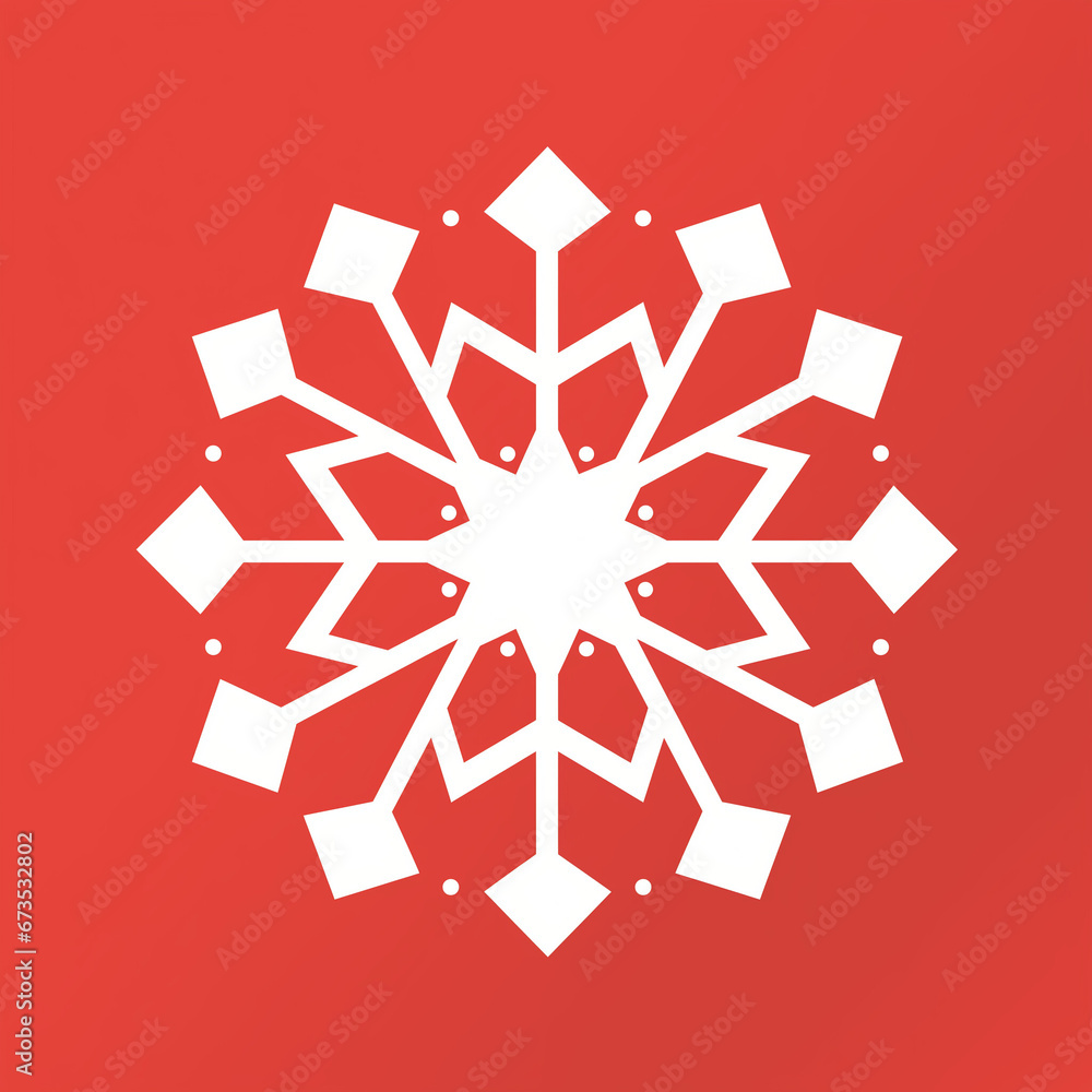 A snowflake made of basic geometric shapes. Flat clean illustration style
