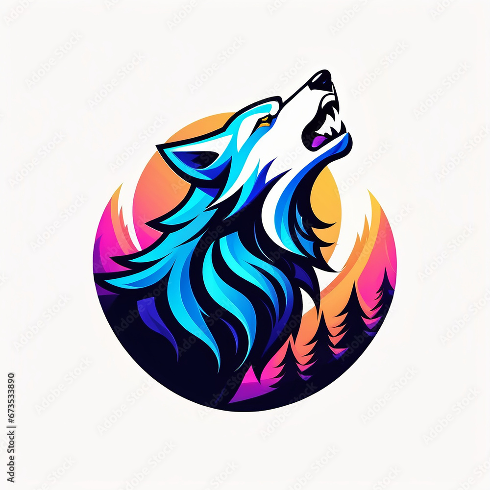 Naklejka premium Wolf logo, wolf mascot, wolf illustration