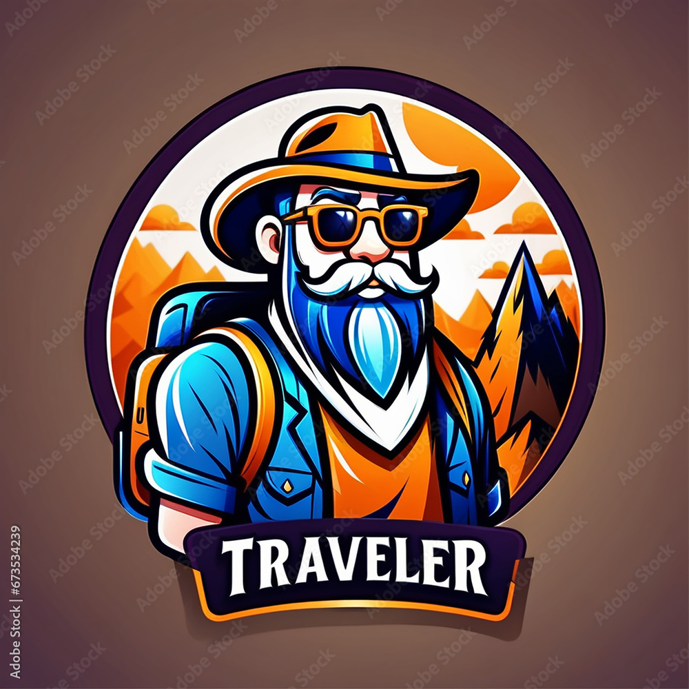 Fototapeta premium Traveler mascot logo design with character 