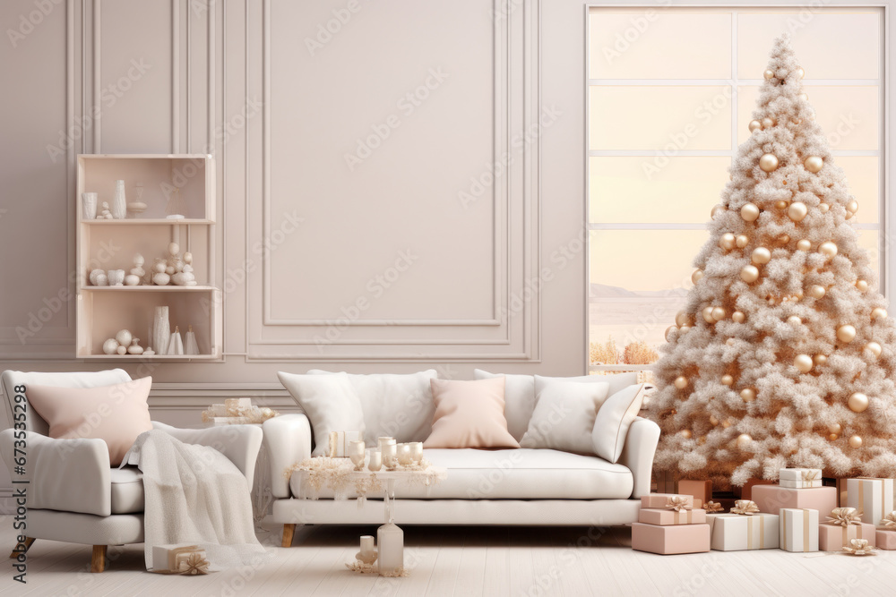 A modern Christmas mockup with a minimalist design, showcasing elegance and simplicity for the holidays. Generative Ai. A modern Christmas mockup with a minimalist design, showcasing elegance and simplicity for the holidays. Generative Ai.