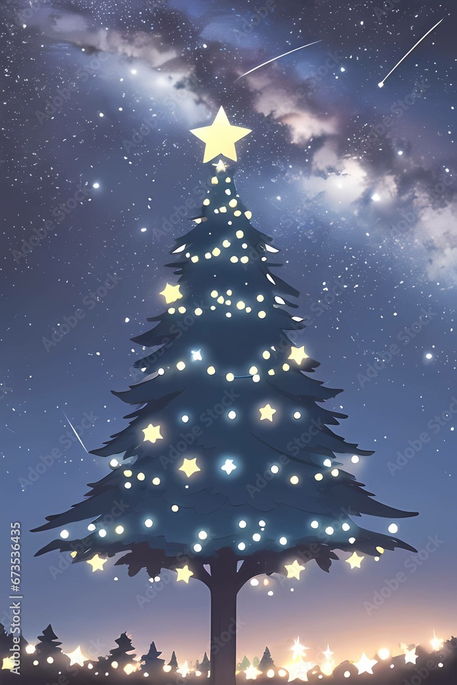 The magic of winter: Festive illustration of a Christmas tree The magic of winter: Festive illustration of a Christmas tree