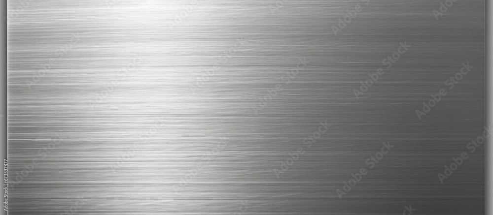 A brushed steel plate with reflections creates a metallic background or textured surface A brushed steel plate with reflections creates a metallic background or textured surface