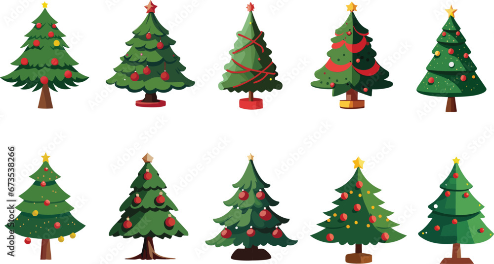 Set of christmas trees. Vector.