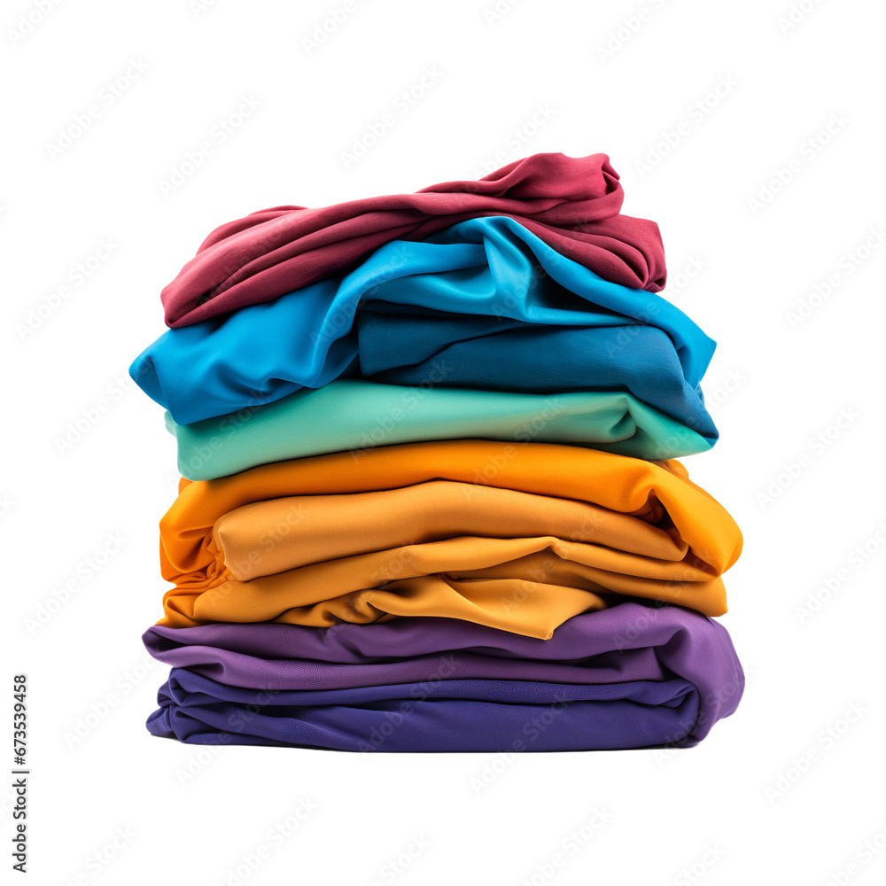Stack of colorful clothes on transparent background (png) Stack of colorful clothes on transparent background (png)