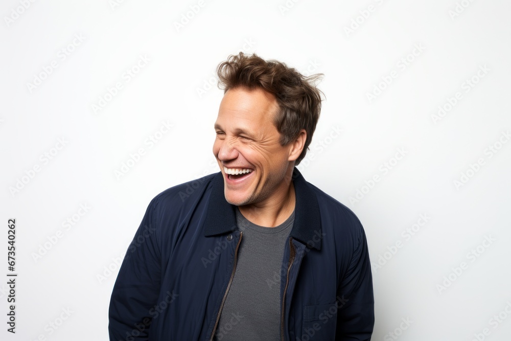 Portrait of a young man laughing against a white background. Emotions. Portrait of a young man laughing against a white background. Emotions.